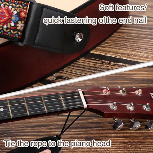 WLLHYF Sangle de guitare vintage large broderie rouge sangles réglables en cuir pour guitares électriques, basses, acoustiques, femmes et hommes, accessoires de guitaristes, Rouge, 89-155cm x 5cm - Les Beatles, Paul McCartney, John Lennon, RIngo Starr, George Harrison WLLHYF Sangle de guitare vintage large broderie rouge sangles réglables en cuir pour guitares électriques, basses, acoustiques, femmes et hommes, accessoires de guitaristes, Rouge, 89-155cm x 5cm – Image 3