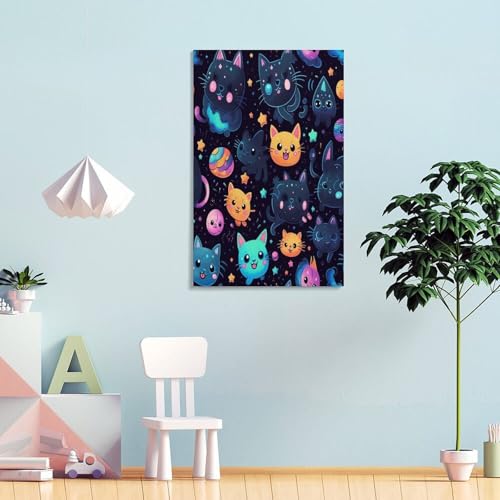 Chat Murale Déco Toile 50x75 cm Tableau Chat pour Salon - 4