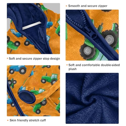 CHIFIGNO Cartoon Tractors Orange Toddler Winter Coat, Boy Fleece Zip up Jacket Warm for Fall Winter Spring 3T3