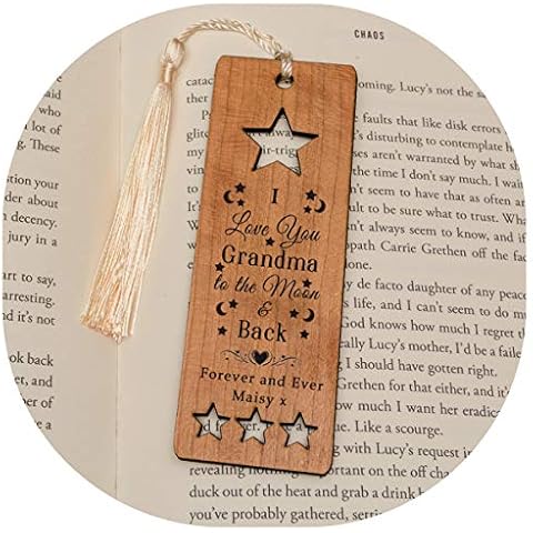 Personalised Engraved Wooden Bookmark - I Love You to The Moon and Back - Mum Grandma Cover