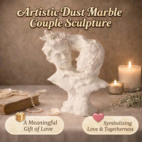 Image of ARMONIA Bust Sculpture Romantic Couple Figurine Showpiece for Home Decor | Dust Marble Love Statue | Statue for Anniversary, Valentine's Day, Wedding & Gift Items