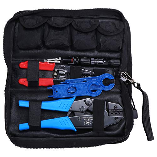 HSEAMALL Solar Crimping Tool Kit, Crimperzange, Abisolierzange, männliche/weibliche Solarpanel-Kabelstecker, Solarverbinderschlüssel für 2,5/4,0/6,0 mm² Solarpanel-PV-Kabel