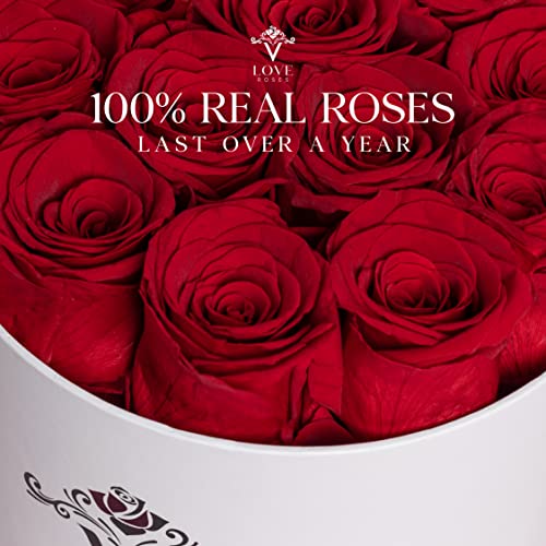 Vlove® Forever Preserved Roses In A Box | Real Roses That Last Over A Year | Gift Ready Long Lasting Roses | Handmade Preserved Rose Flowers Box | Valentines Mothers Day Gifts For Her | White Box Of Roses: 12 Red #TOP1