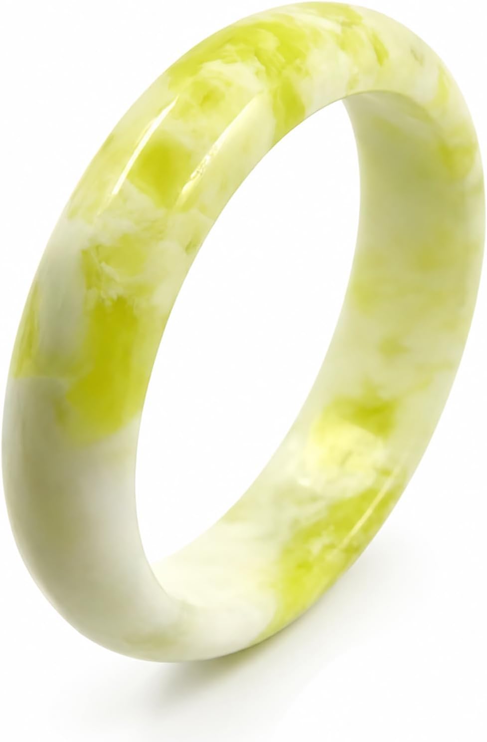 Jade Stone Bangle Bracelet -Round Multi-Polished Design with Box, Feng Shui Good Luck Accessory, Positive Energy Gift for Women Men