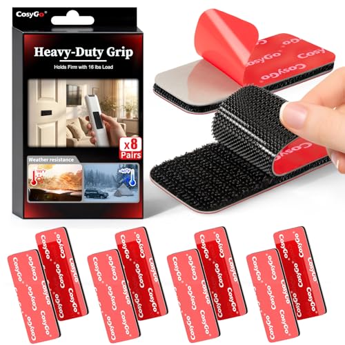 Cosygo 8 Sets Black Heavy Duty Hook and Loop Strips with Super...
