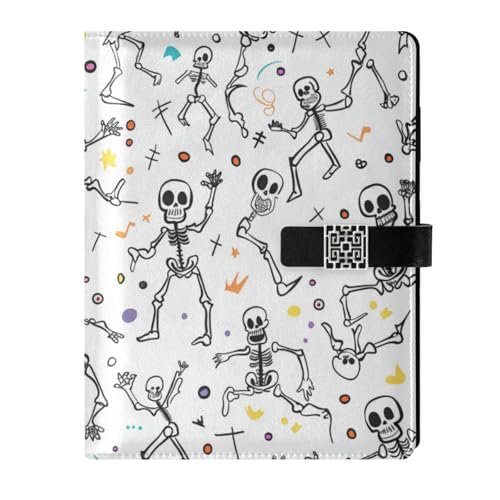 Carnet à spirales Dancing White Skeleton ligné mini agenda de poche