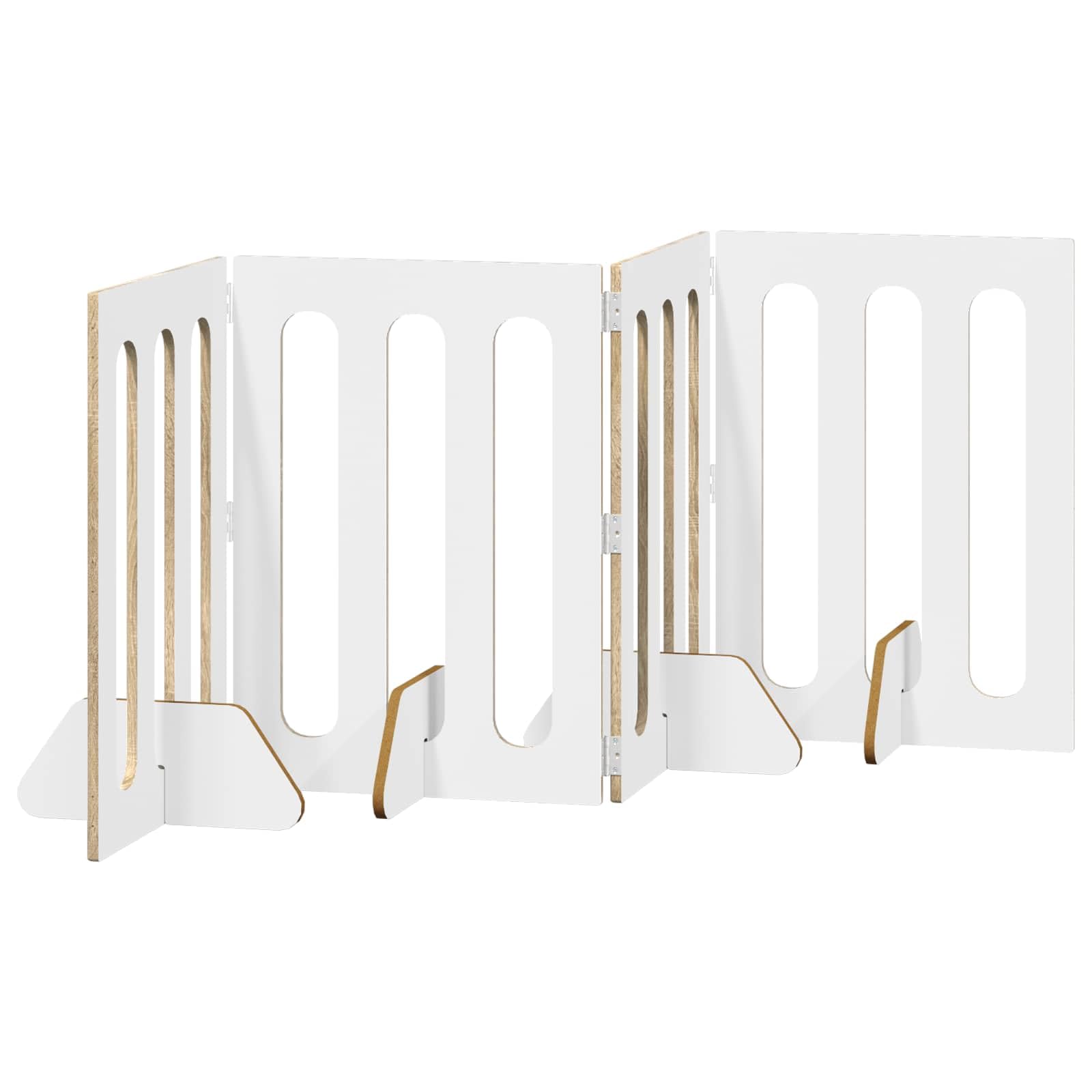 Recinzione pieghevole per animali domestici, in legno di rovere Sonoma, 201 x 38 x 70 cm, griglia pieghevole in 4 pezzi, per interni, barriera flessibile, protezione e separazione sicura
