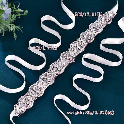 A silver diamond wedding belt, beige silk ribbon, handmade bridesmaid dress for female guests, belt decoration S1534