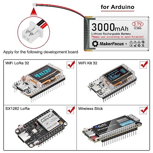 Seamuing 4 Stück 3,7V 3000mAh Lithium Batterie 1S 1C LiPo Akku mit Integrierter Schutzplatine und Micro JST 1,25-Stecker für Arduino, ESP32-Entwicklungsplatine