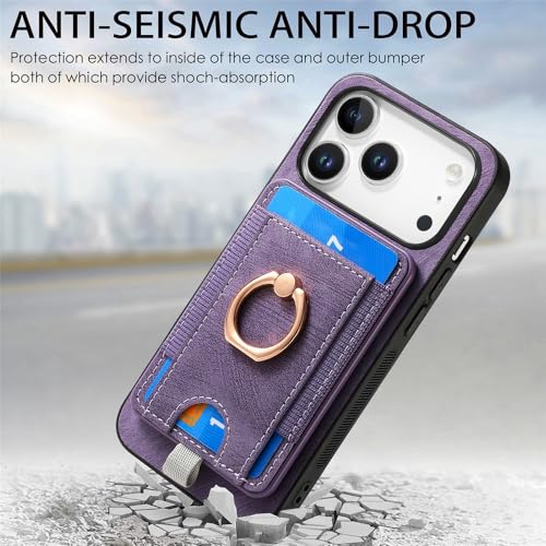 Coque antichoc iPhone 17 Pro violette avec bague de support - 2