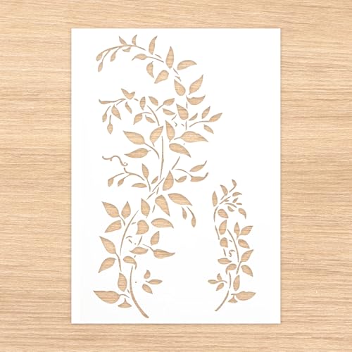 Vine Stencils for Painting 11.65x8.26in/29.6x21cm Reusable Leaf Paint Stencils for Walls Large Wall Stencil for Crafts DIY Furniture Drawing Card Making Pattern Decorative