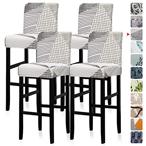 4Pcs Jacquard Bar Chair Stool Covers,Counter Stool Pub Chair Slipcover Stretch Removable Washable Velvet Barstool Protector Covers For Short Swivel Dinning Chair-Counter Height Side Chairs (K331) #TOP9