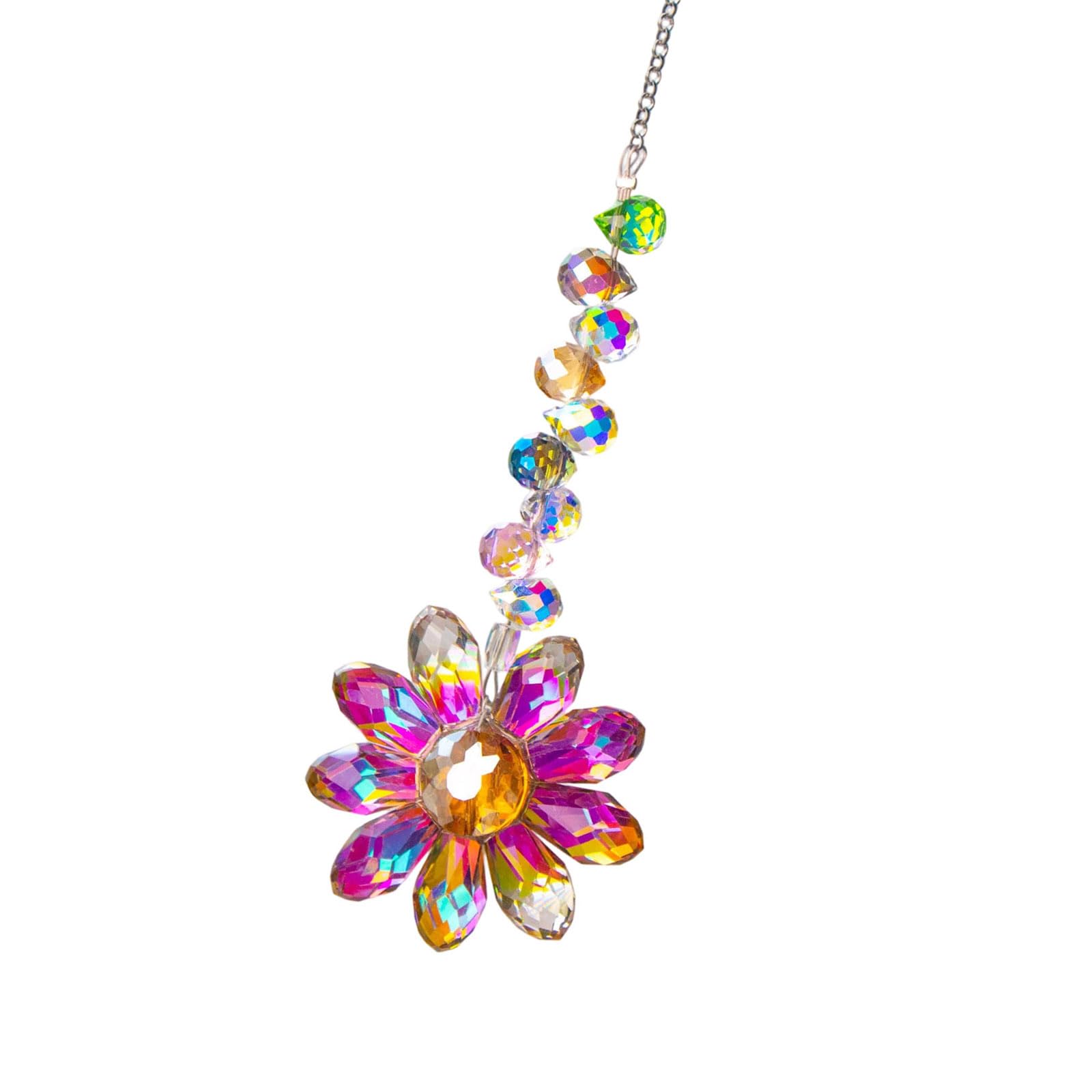 Crystal Rainbows Suncatchers, Hanging Crystals Sun Catchers for Window, Colorful with Sunflowers Pendants Crystal for Window Hanging
