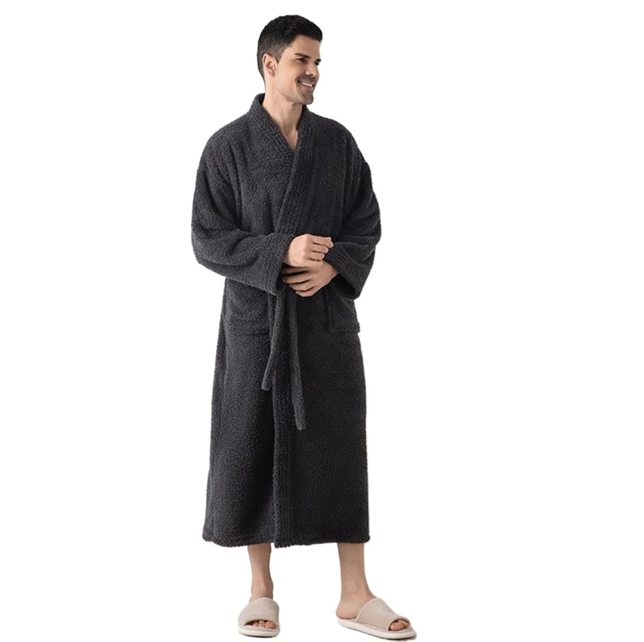 Bata de Casa Bata Suave Unisex De Felpa Esponjosa Baño Lana Larga Spa Pareja Invierno Otoño Bathrobe