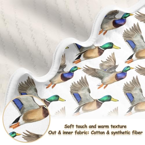 Image of Nursery Bed Blankets for Boys Girls Soft Warm Stroller Throw Blanket for Infant Toddler Kid Crib Bedding 30X40in Realistic Mallard Ducks Flying in Flight