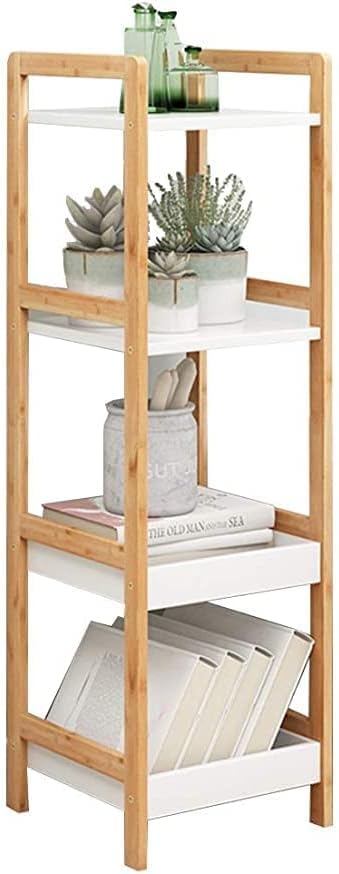 Makeup Toy Multifunctional Bamboo Shelving Unit Bamboo Multipurpose Storage Organizer Rack Shelf Wood Flowers Rack Plants Stand Wooden Storage Rack Bamboo Shelf Storage Stand Plant Stand (4-Tier)