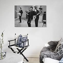 JMUNG Poster décoratif sur toile The Beatles chantant en noir et blanc – Décoration murale moderne pour chambre à… - Les Beatles, Paul McCartney, John Lennon, RIngo Starr, George Harrison JMUNG Poster décoratif sur toile The Beatles chantant en noir et blanc - Décoration murale moderne pour chambre à… – Image 5