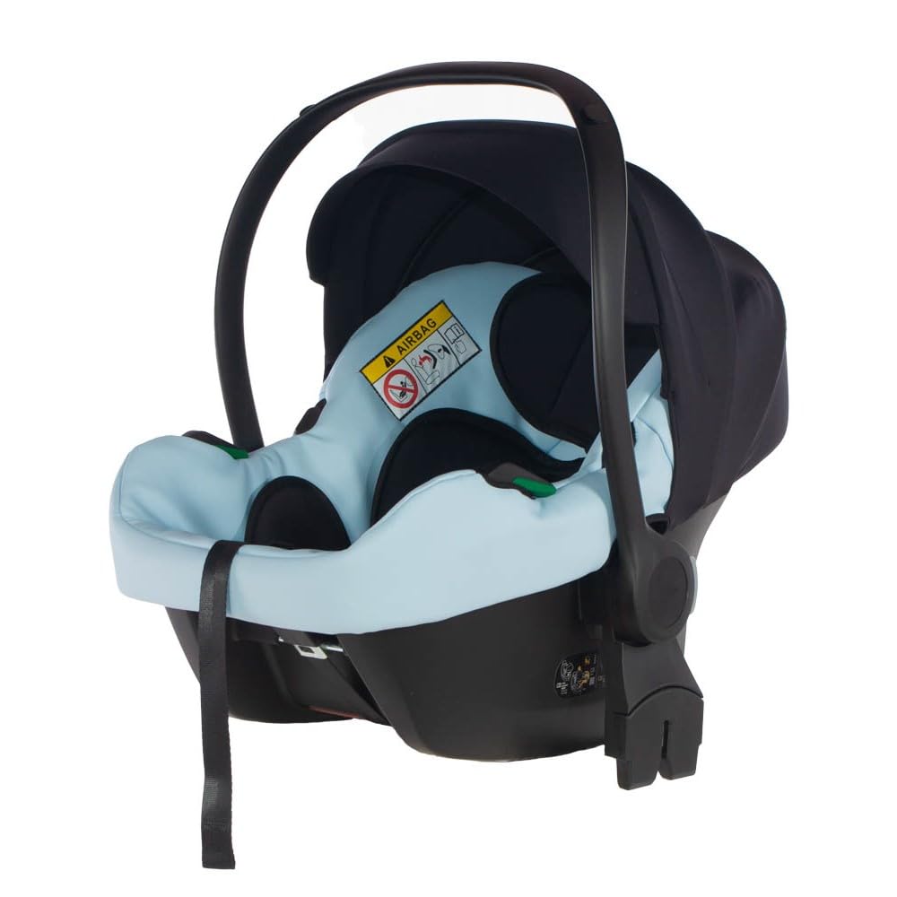 Cochecito NAVI Kajtex BBtwin 3en1 polipiel, carro de bebé 3 piezas con corona, Trio eco-piel, cuero sintetico (blue)