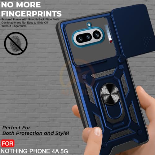 Image of Armor Bumper Back Cover Case for Nothing Phone 4A 5G | Rotating Camera Cover, Ring Holder & Kickstand | Heavy Duty & 360 Degree Protection Nothing Phone 4A 5G Back Cover (Blue)