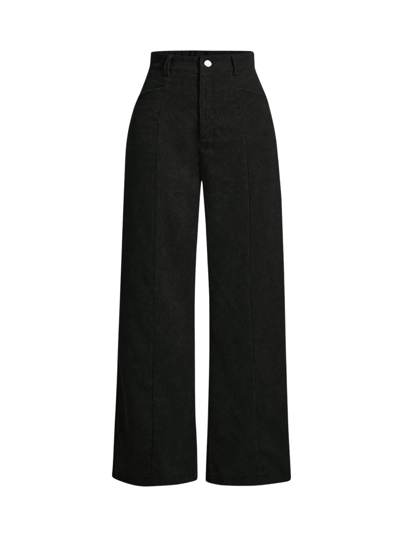 Floerns Womens Corduroy Elastic High Waisted Baggy Pants Straight Leg Work Trousers