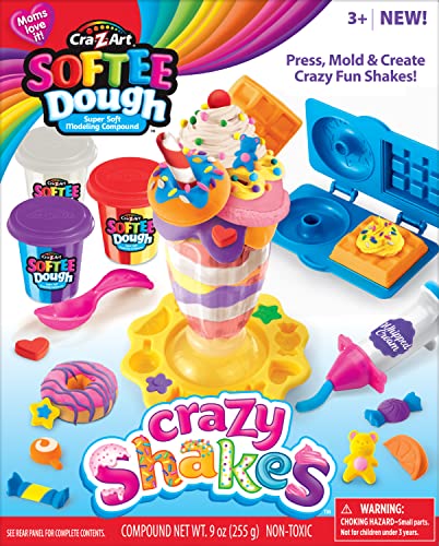 Softee Dough Crazy Shakes Milkshake Playset, Modeling Dough Play Toy for Kids Ages 3 Years and Up, by CRA-Z-Art