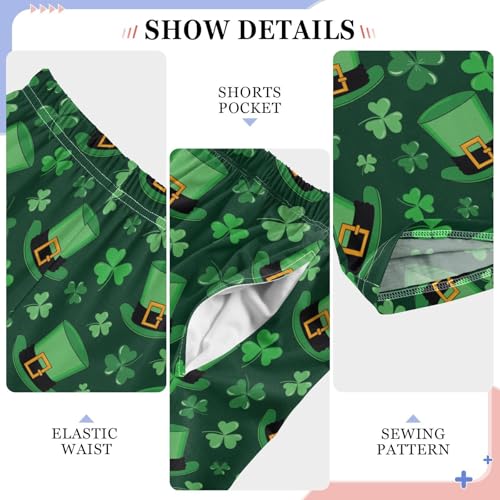 St Patricks Day Shamrock Hat Pajama Pants Wide Leg Pj Bottoms Lounge Comfy Soft Casual Sleep Pants4