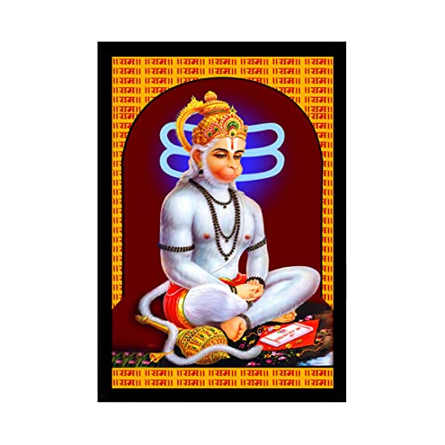 Image of Dharvika Innovations Lord Hanuman Photo Frame | Lord Hanuman Photo with Frame | Lord Hanumanji Photo Frame | Lord Hanuman Ji Photo Frames (11 x 14 Inch)