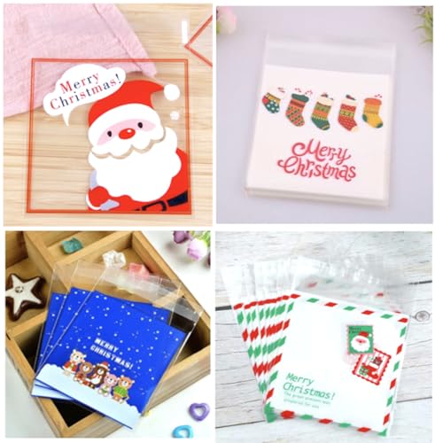 Creve Cell クリスマス ラッピング袋 ギフトバッグ opp袋 お菓子袋 10×10cm 50枚セット(5種デザインセット)