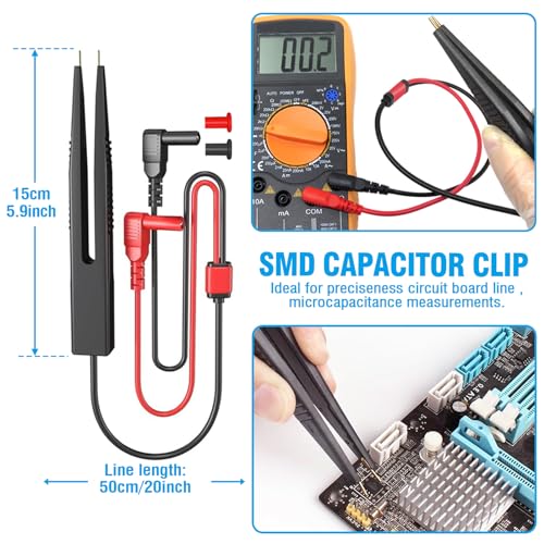 Electrical Multimeter Test Leads Set with Alligator Clips Crocodile Alligator Clips Electrical Test Hook Test Probes Lead Professional Kit for Electric Circuit Connection, DIY School Experiments - Thumbnail 7