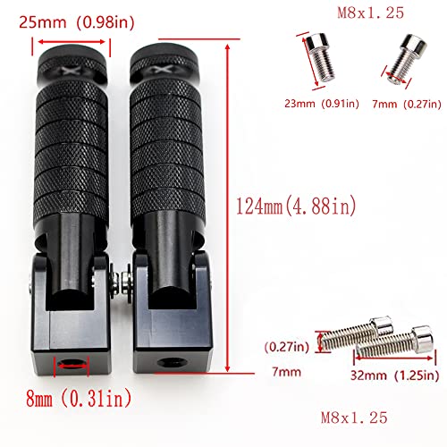 Image of Universal Motorcycle Bicycle Folding Foot Pegs 90 Degree Foldable Electric Motorbike Ebike For Super73 S2 /ZX /RX /R /S Passenger Footrests Rearsets Rear Set Footpegs foot Rest Pedals M8 Install Bolts