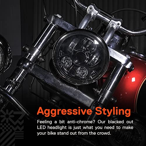 5.75" (5 3/4) Harley Led Headlight For Harley Davidson [Black-Finish] Round Led Motorcycle Headlight For Dyna Street Bob Super Wide Glide Low Rider Night Rod Train Softail Sportster #TOP6