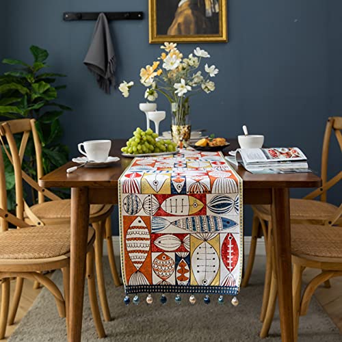 Chemin de table multicolore en chenille à pompons 33x140 cm KnSam - 2