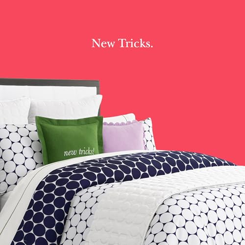 Image of kate spade new york Old Habits, New Tricks Reversible Decorative Pillow, 18 inch x 18 inch Throw Pillow for Bed or Sofa, Cotton and Linen Cover, Green