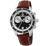 Bruno Magli Men's Marco 1081 Swiss Quartz Black Dial Italian Leather Strap Watch