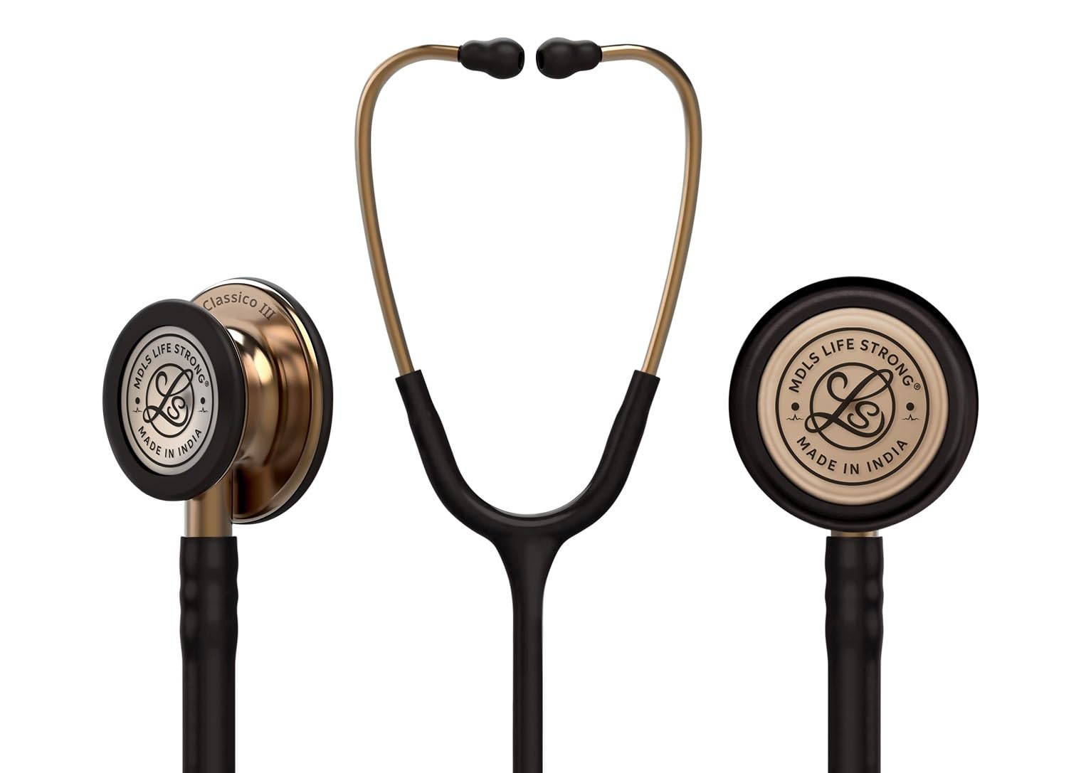 Classico lll Rose_Gold Light Wait Chest Pies Stethoscope, Stainless Steel Dual-head stethoscope For Nurses/Students/Doctors Acoustic Stethoscope (Black)