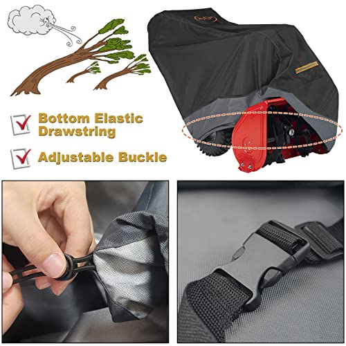 Snow Thrower Cover, Heavy Duty 600D Oxford Fabric Snow Blower Cover All Weather Premium Waterproof Dustproof Uv Protection Fit Most Electric Two-Stage Snow Blowers (51.2"L X 33.1"W X 40.2"H) #TOP3