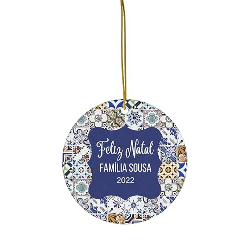 Portugal Christmas Ornaments, Custom Family Christmas Ornament, Portuguese tile Ceramic, Personalized Gifts for Home, Housewarming Present,