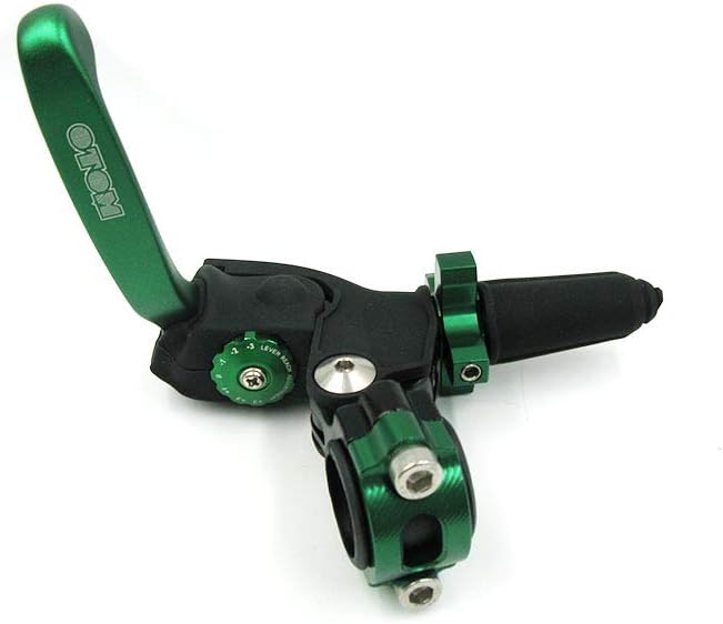 OTOM Universal Motorcycle Aluminum 7 Gear Foldable Clutch Lever Adjustable Handle Clutch 7/8" 22mm for Dirt Bike Mini Bikes ATV Scooter (Green)