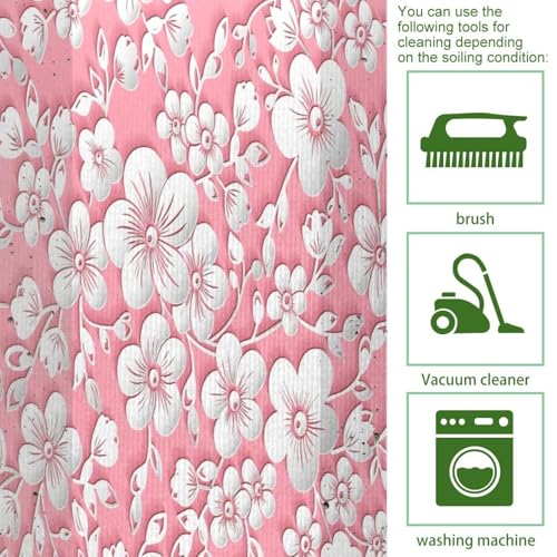 Tapetes de cocina lavables absorbentes antideslizantes flor de cerezo 5