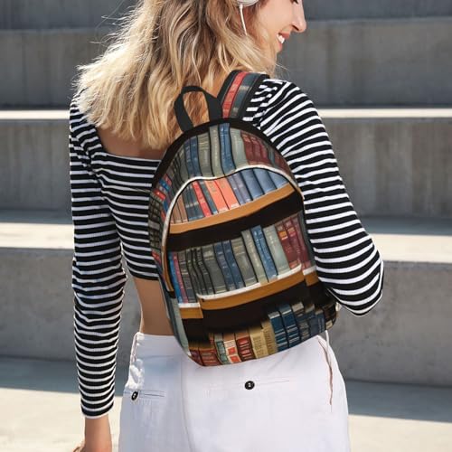Mochila de senderismo con impresión de biblioteca para libros 7