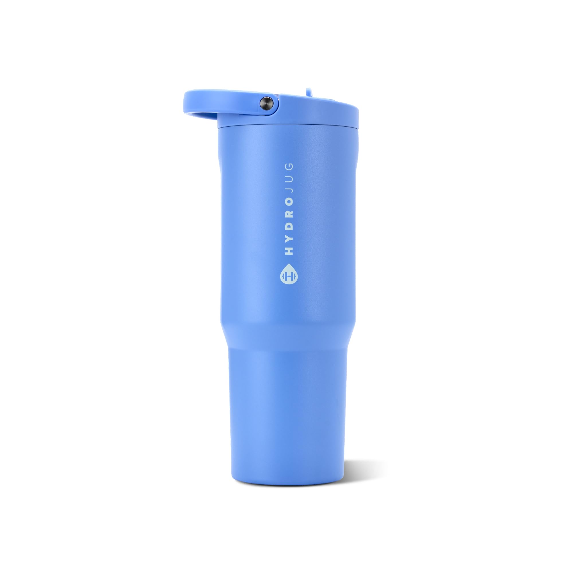 HydroJug Sport - Stainless Steel Tumbler with Straw, Vacuum Insulated, 40oz Leakproof Water Bottle, Ergonomic Design, Reusable, Dishwasher Safe, Rubber Base, Durable for Gym or Outdoors, Light Blue
