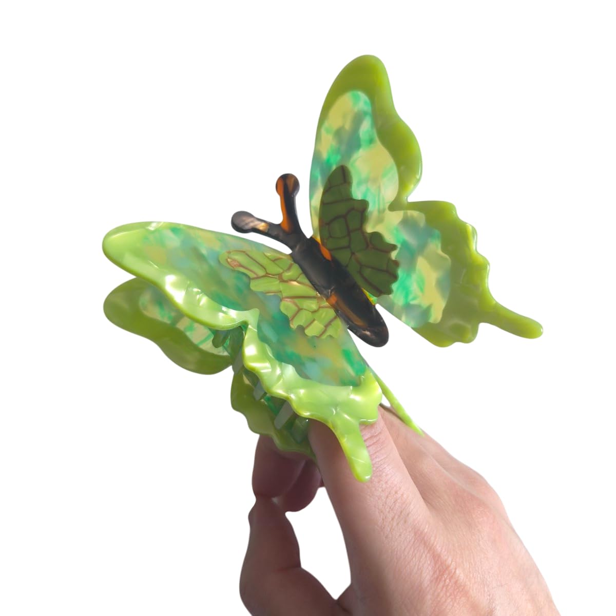 Novelty Butterfly Hair Clips,Fancy Acetate Hair Clip,Cute Butterfly Claw Clips for Women,Green - Image 3