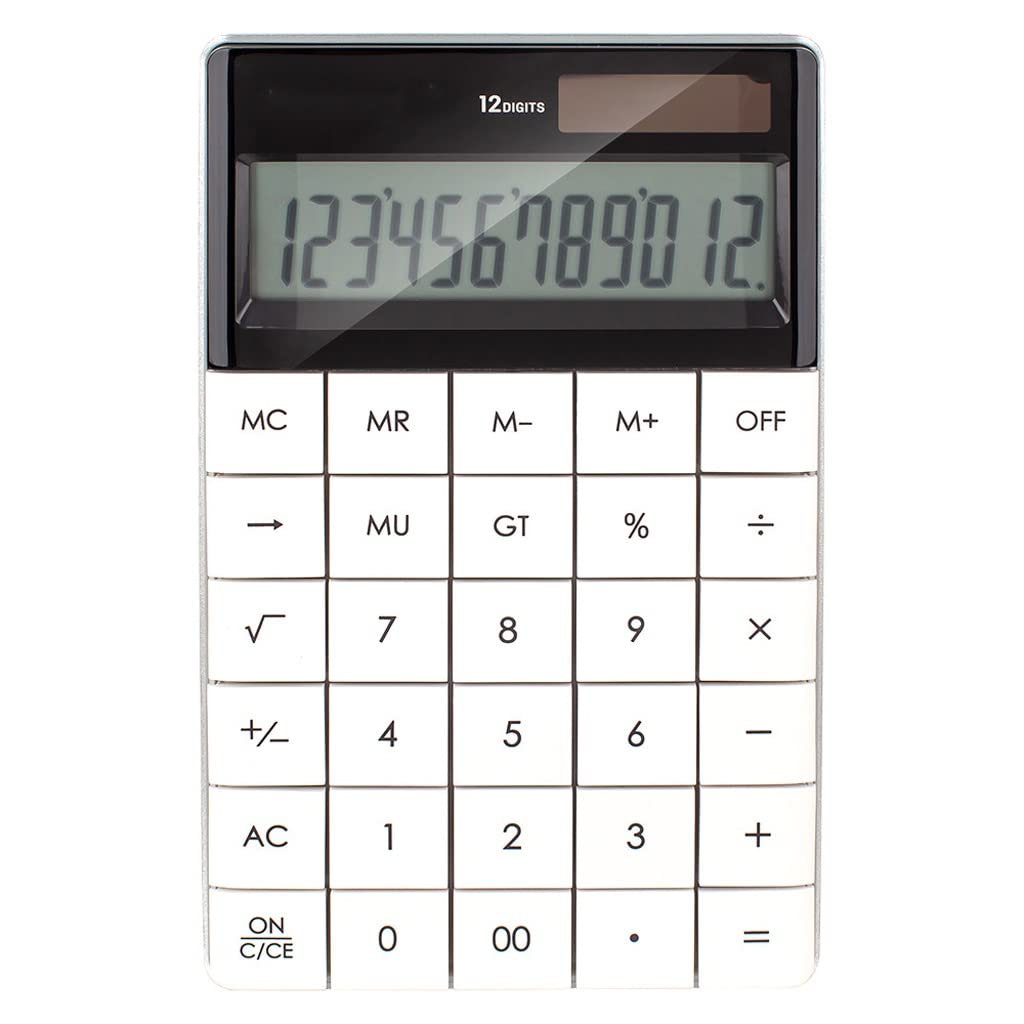 Calculadora de escritorio de 12 dígitos con teclado ergonómico y pantalla LCD de gran tamaño