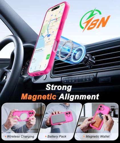 Image of FNTCASE for iPhone 16 Plus Case Hot Pink: Compatible with MagSafe