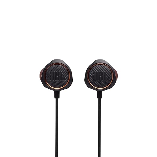 JBL Quantum 50, Wired in Ear Gaming Headphone with Inline Voice Focus Microphone and Master Volume Slider, Twist-Lock Technology (Black)