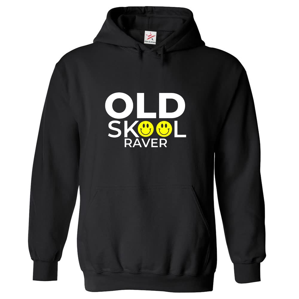 Stars and Stripes Old Skool Raver Unisex Classic Adults Hoodie (XL, Black)