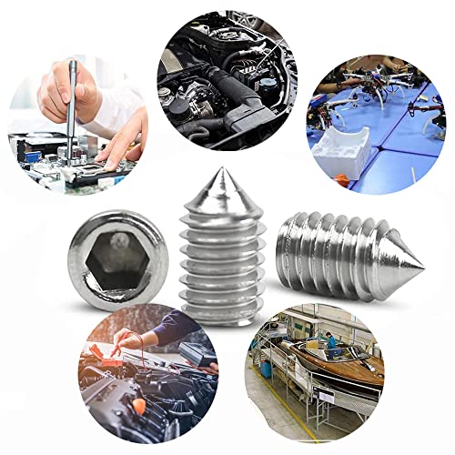 290Stück Madenschrauben Set Edelstahl Kegelspitze Hex Madenschrauben Sortiment M3 M4 M5 M6 M8 Innensechskant Gewindestifte für Türgriffe Wasserhahn Leuchte