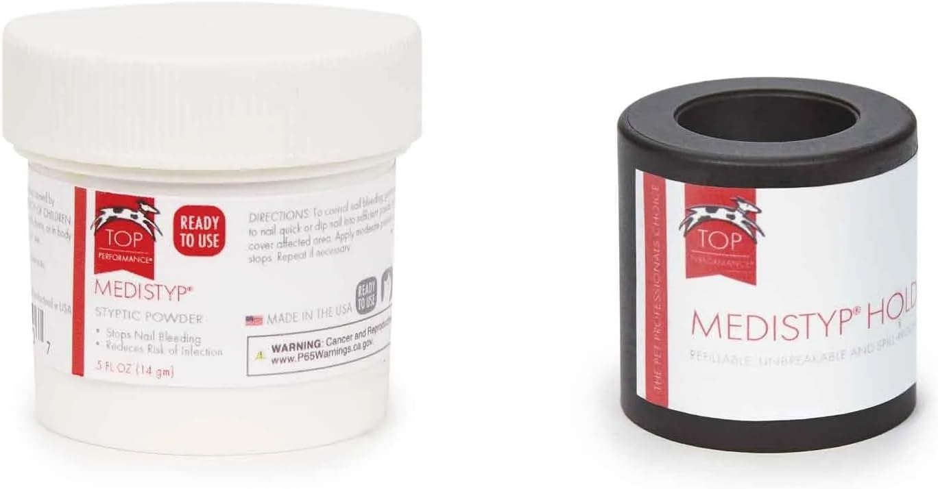 Medistop Styptic Powder, Gel or Holder Helps Stop Bleeding Fast for Dogs Cats and Birds (1/2 oz Super Sealer)