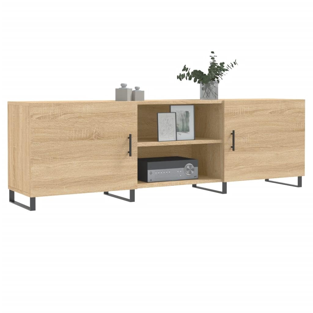 TV-Schrank Sonoma-Eiche 110 cm, Holzwerkstoff, 4 Fächer, Robustes Media-Center für Wohnzimmer, stabil, feuchtigkeitsbeständig
