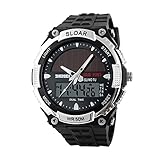 SKMEI 1049ソーラー時計ファッション電子ダブル表示防水アウトドアスポーツ腕時計 Dimensions: length 260mm, width 48mm, high 52 meter, thickness 19mm シルバー